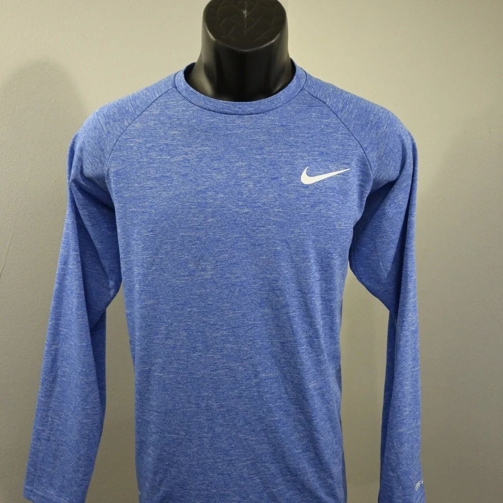 Nike Swim Shirt Mens Medium Blue Long Sleeve Rash Guard UPF 40+ Dri-Fit